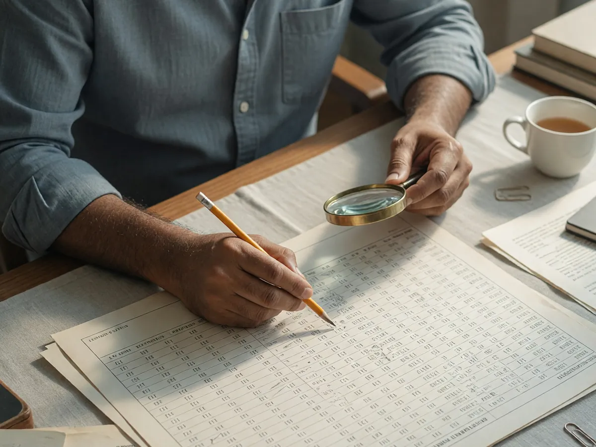 Editorial photograph of a fan studying a fantasy cricket team balance on a tablet at home