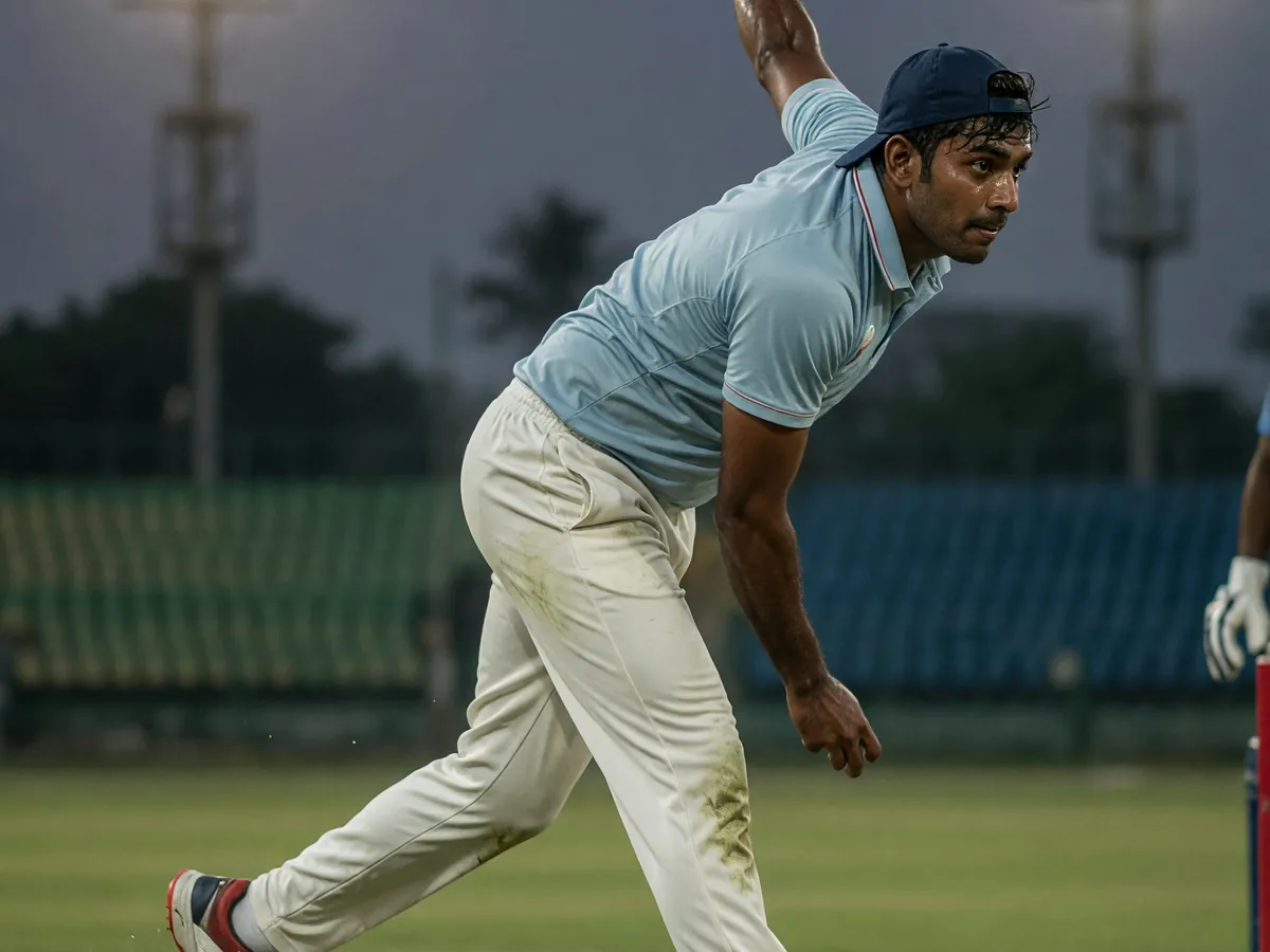 Editorial photograph of an Indian cricket player resting with an ice pack on the bench in a dressing room